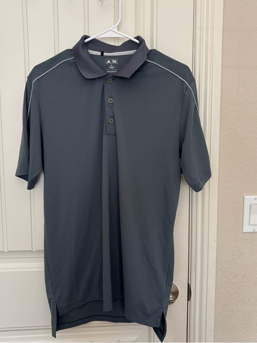 adidas Men’s Dark Gray Athletic Polo with Contrast Collar